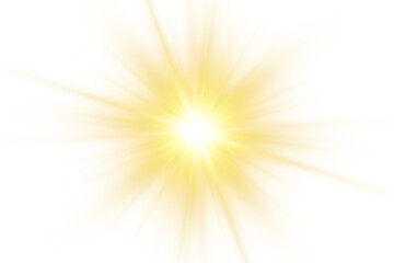 Sunburst flare with golden rays, and glowing light effect isolated on transparent background for creative graphic design. © UniQ Gallery