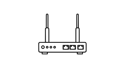 Fototapeta premium WiFi router icon vector design isolated on white background with minimal network device outline illustration