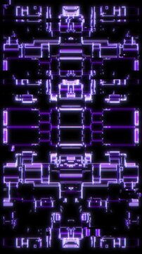 Abstract Cyberpunk Technical UI Frame with Symmetrical Purple Scanlines. Perfectly optimized for mobile phone wallpapers, social media backgrounds , gaming stream overlays, and modern cyberpunk design