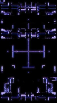 Futuristic HUD User Interface Frame with Neon Blue Glitch Art and Digital Scanlines. Perfect for mobile app backgrounds, cyberpunk video overlays, gaming stream graphics, and modern sci-fi conceptual
