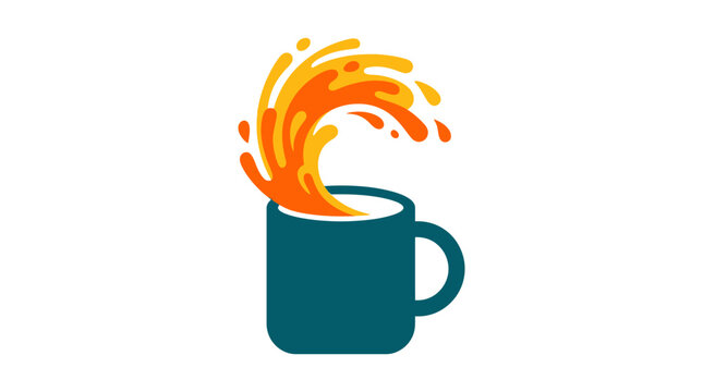 Teal coffee mug with splashing liquid.