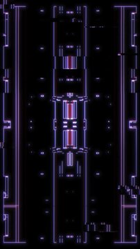 Sci-Fi Dashboard Element with Symmetrical Tech Design and Broken Signal Effect. perfect for cyberpunk backgrounds, modern UI design, retro-tech video overlays, and social media banners.