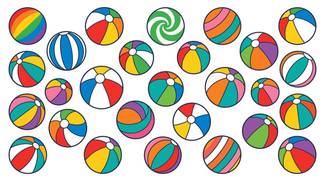 Colorful Beach Balls in Various Patterns.