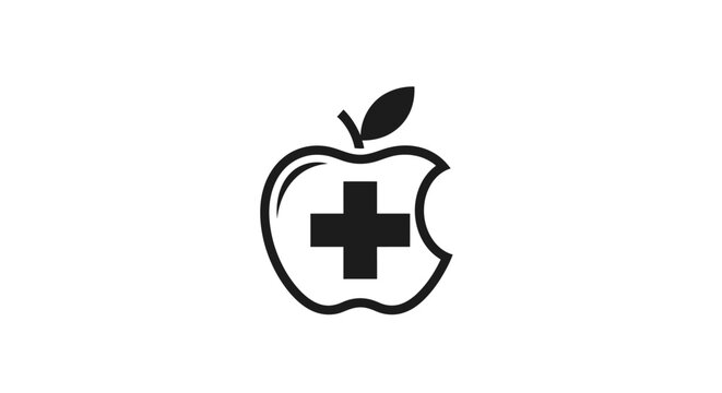 Healthy Apple Logo Representing Healthcare and Wellness for Medical and Nutritional Concepts