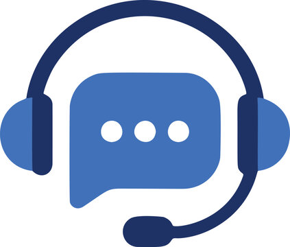 Headset chat bubble customer service support logo flat vector icon