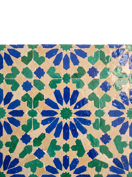 Traditional Moroccan geometric zellige tile pattern, transparent background