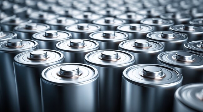 Multiple metallic cylindrical batteries in grid pattern