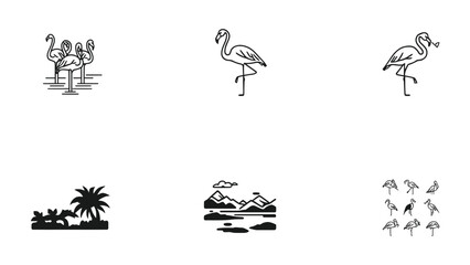Obraz premium Tropical Icons Collection: A collection of various tropical icons in a simplistic, yet aesthetic style. Each illustration conveys a sense of exotic beauty.