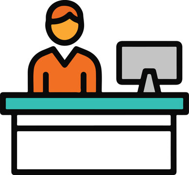 Professional Office Receptionist Vector Illustration