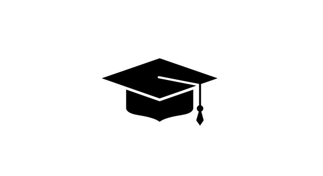 Graduation cap symbol on white background representing academia and academic achievement