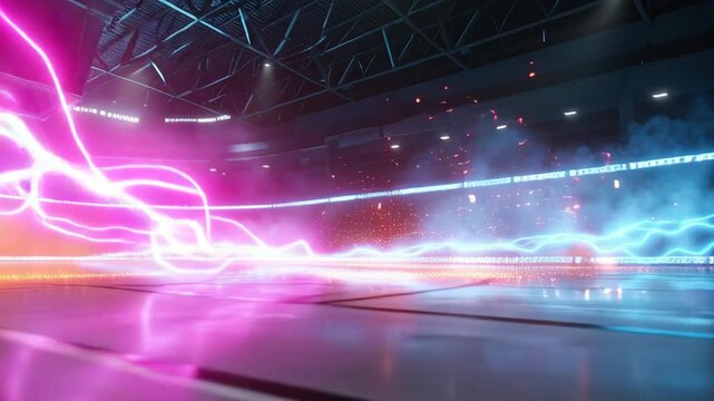 Dramatic Sports Arena Intro Background with Clashing Energy Effects  Dynamic Lighting  and Visuals for Events