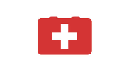 Fototapeta premium A minimalistic first aid kit icon representing emergency assistance and medical care, in red