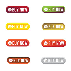 Fototapeta premium Set of colorful buy now web buttons with shopping cart icons 