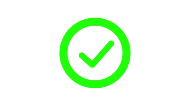 A bright green checkmark symbol enclosed within a bold green circle against a clean white background representing confirmation and completion of a task or selection. Keywords: green, checkmark