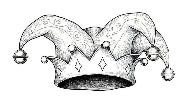 Jester Hat Sketch with Bells and Crown Detail