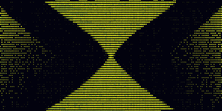 Abstract geometric pattern featuring converging yellow shapes on a black background
