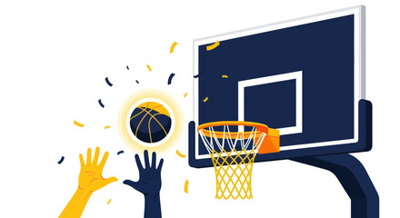 Basketball game, scoring a goal, winning shot, celebration, confetti, sports concept © nongko
