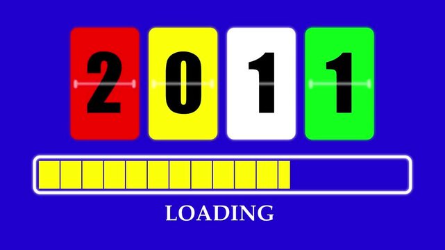 2011 Number Flip Loading Animation with Progress Bar. Futuristic Countdown Background 4K.