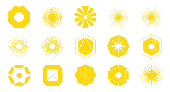 Abstract Yellow Geometric Shapes and Sunbursts - Modern Design Elements