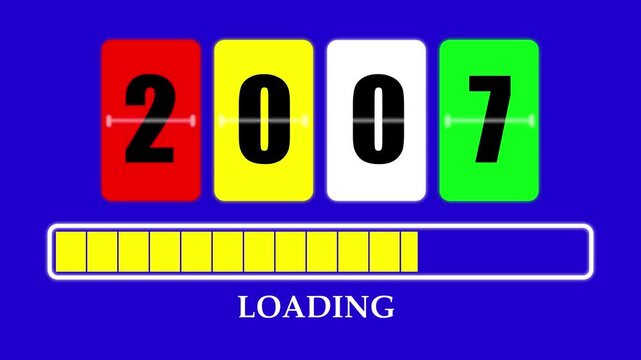 2007 Number Flip Loading Animation with Progress Bar. Futuristic Countdown Background 4K.