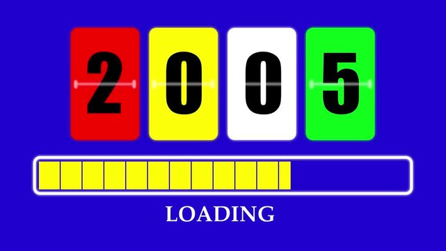 2005 Number Flip Loading Animation with Progress Bar. Futuristic Countdown Background 4K.