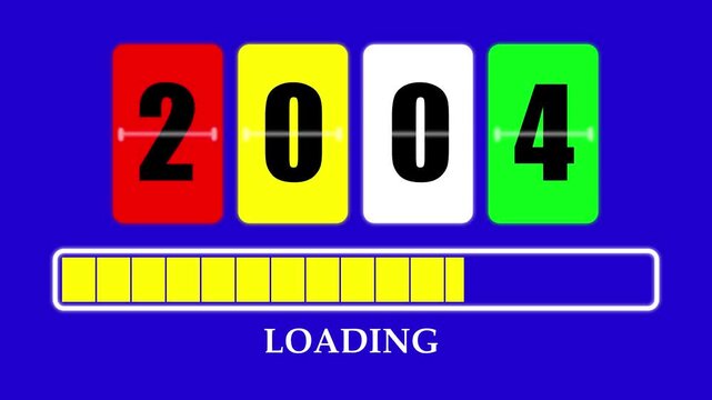 2004 Number Flip Loading Animation with Progress Bar. Futuristic Countdown Background 4K.