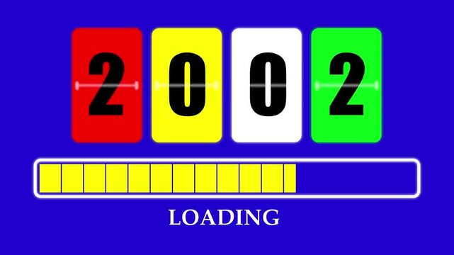 2002 Number Flip Loading Animation with Progress Bar. Futuristic Countdown Background 4K.
