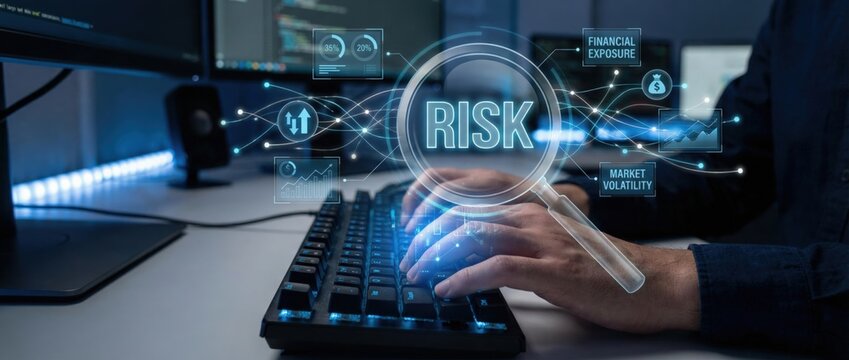 Analyzing financial risk in technology sector understanding market volatility and financial exposure office environment digital analysis professional insight