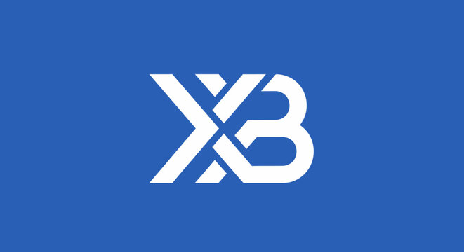 Abstract xb lettering logo design on blue background for branding