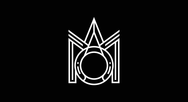 Abstract geometric monogram logo on black background