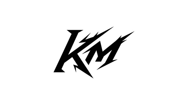 Aggressive KM monogram logo with sharp lightning bolt edges