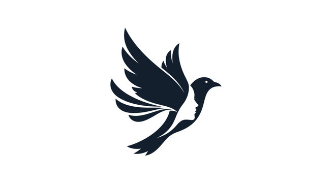 Bird silhouette logo with woman face in negative space