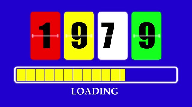 1979 Number Flip Loading Animation with Progress Bar. Futuristic Countdown Background 4K.