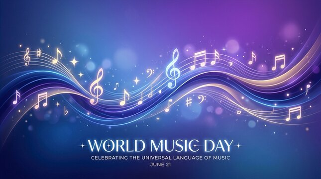 Creative World Music Day Banner Celebrating Rhythm and Harmony
