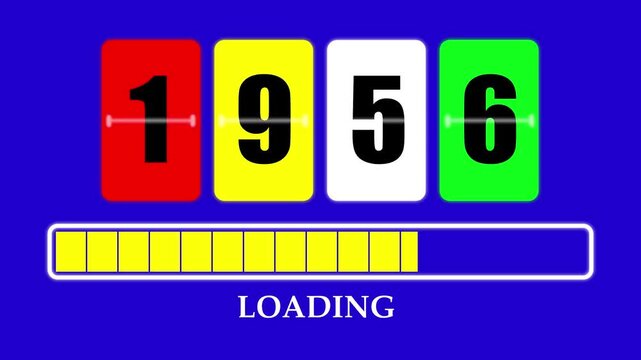 1956 Number Flip Loading Animation with Progress Bar. Futuristic Countdown Background 4K.