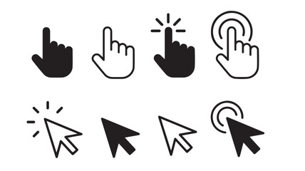 Fototapeta premium Cursor, Pointer, Hand, Icon Set, 8 Elements, Vector Graphics