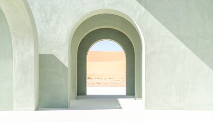 Fototapeta premium Arched Stone Entrance of Church and Mosque in Ancient Architecture