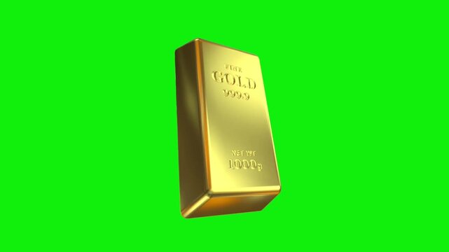 Rotating Gold Bar on Green Screen &ndash; Luxury Wealth Concept Video Asset