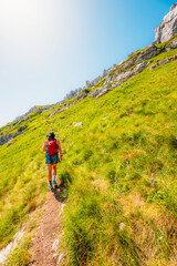 Obraz premium Sedlo Pass and Boljske Grede mountain massif in Durmitor National Park, Montenegro. Hiking in mountain from prevoj saddle to Sedlena greda