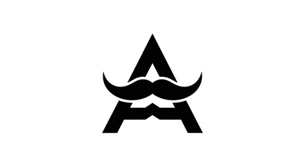 Fototapeta premium Black letter A logo design with stylish mustache icon