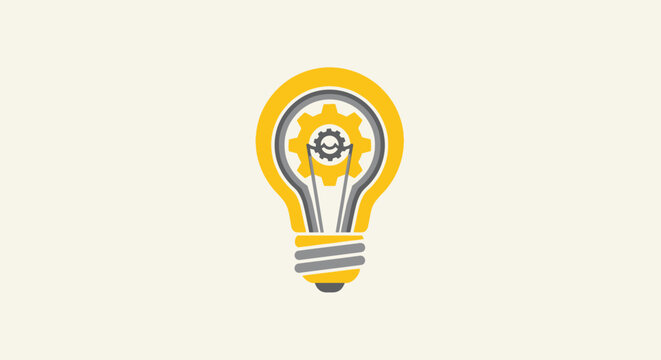 Creative concept represented by an illustration of a light bulb containing gears and cogwheels.