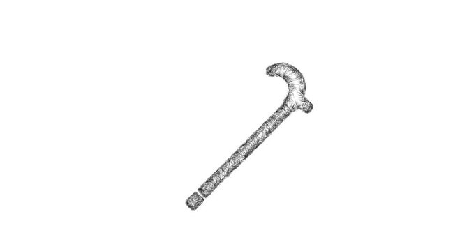 Sketch elderly walking cane icon animation - smooth progressive reveal