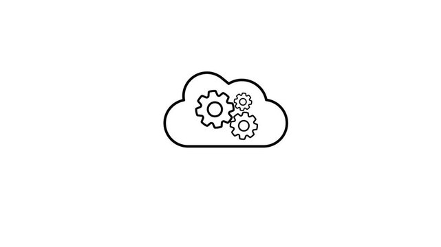 Modern cloud computing gears icon animation representing data processing automation technology workflow digital infrastructure system integration concept efficient scalable solution