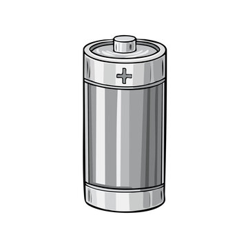 Classic Cylindrical Battery with Positive Terminal Symbol Illustration