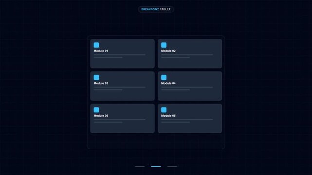 Modern Dark UI Design with Card Layout and Icons.