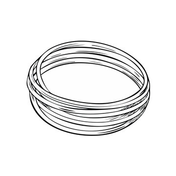 A bundle of thin rubber bands is depicted in a simple black and white sketch illustration