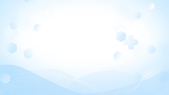 Clean Bright Blue Medical Background Animation With Soft Wave Lines and Gradient Floating Shapes Like hexagon.  Modern Minimal Healthcare Backdrop with copy space. 