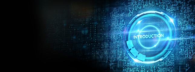 Obraz premium Business, technology, internet and network concept. Virtual screen of the future and sees the inscription: Introduction. 3d illustration
