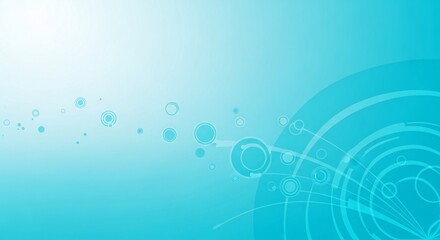 Obraz premium Abstract turquoise background with circular shapes and digital elements