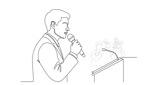 Man speaking into a microphone.